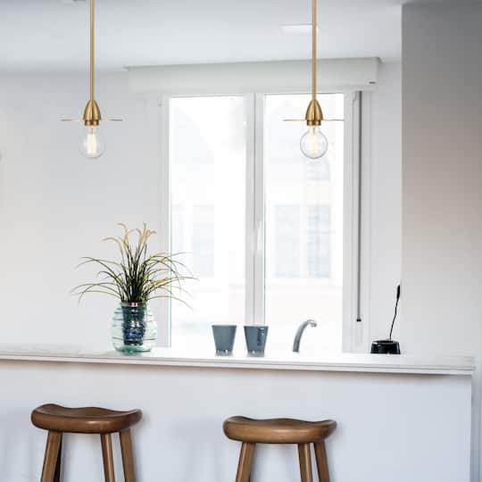Hello Honey® Daisy Brushed Gold Mini Modern Exposed Bulb Metal Ceiling Light